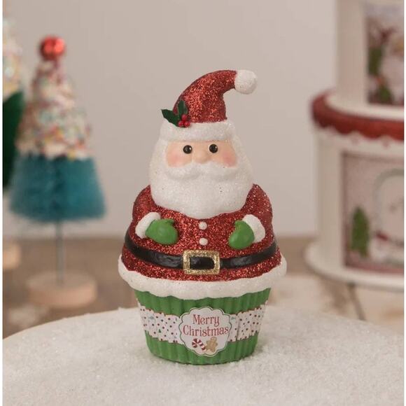New Bethany Lowe Santa Claus Cupcake Container Christmas Decor